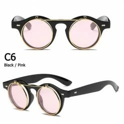Kinky Cloth Goth Round Flip Up Sunglasses