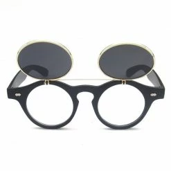 Kinky Cloth Goth Round Flip Up Sunglasses