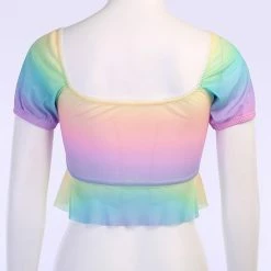 Kinky Cloth Top & Tees Ruched Bust Frill Hem Cropped Top