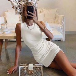 Kinky Cloth Ruched Sleeveless Drawstring Bodycon