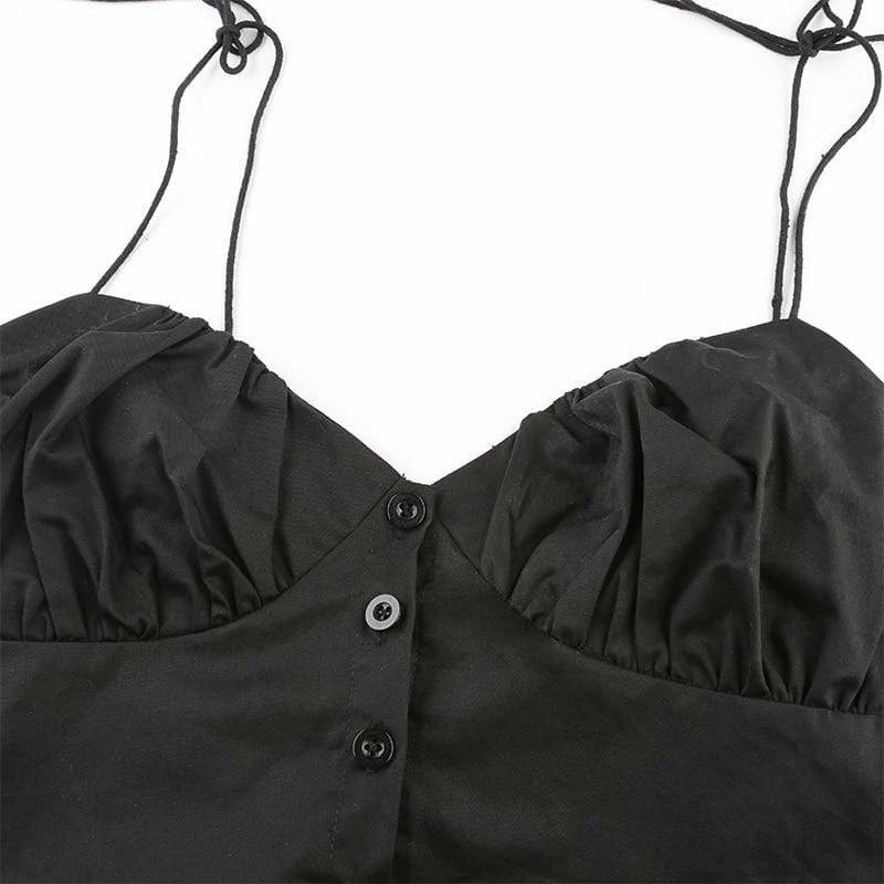 Kinky Cloth Ruched Tie Up Strap Crop Top 5 Kinky Cloth Ruched Tie Up Strap Crop Top