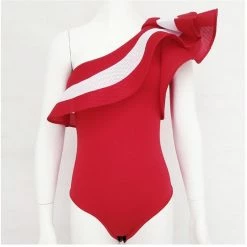 Kinky Cloth Ruffled Up One Shoulder Bodysuit