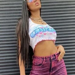 Kinky Cloth Kawaii Ruffles Hem Halter Crop Top