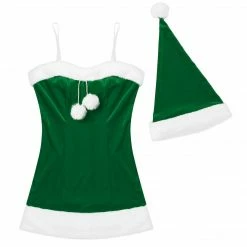 Kinky Cloth Santa Mini Velvet Dress With Hat