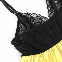 Kinky Cloth Dresses Satin Lace Stitching Lingerie Nightgown