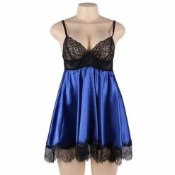 Kinky Cloth Dresses Satin Lace Stitching Lingerie Nightgown
