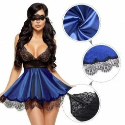 Kinky Cloth Dresses Satin Lace Stitching Lingerie Nightgown