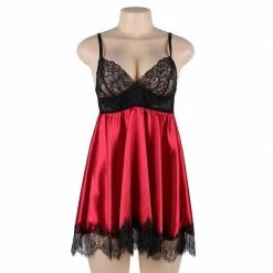 Kinky Cloth Dresses Satin Lace Stitching Lingerie Nightgown