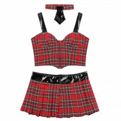 Kinky Cloth School Girl Cosplay Plaid Uniform Set