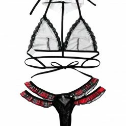 Kinky Cloth Schoolgirl Plaid Lingerie Set Lingerie & Panties