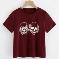 Spocket See No Evil Skull Print T-shirt Goth