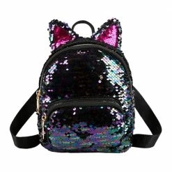 Kinky Cloth Sequin Kitten Ears Backpack