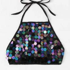 Spocket Sequin Knot Back Halter Top Raves & Festivals
