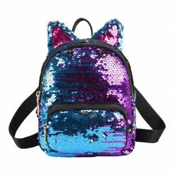 Kinky Cloth Sequins Cat Ear Travel Backpacks