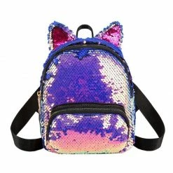 Kinky Cloth Sequins Cat Ear Travel Backpacks