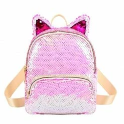 Kinky Cloth Sequins Cat Ear Travel Backpacks