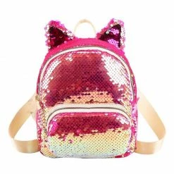 Kinky Cloth Sequins Cat Ear Travel Backpacks