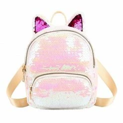 Kinky Cloth Sequins Cat Ear Travel Backpacks