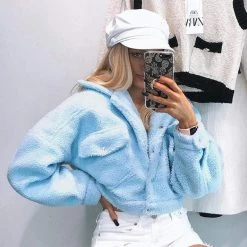 Kinky Cloth Shaggy Fleece Cropped Jacket Crop Tops