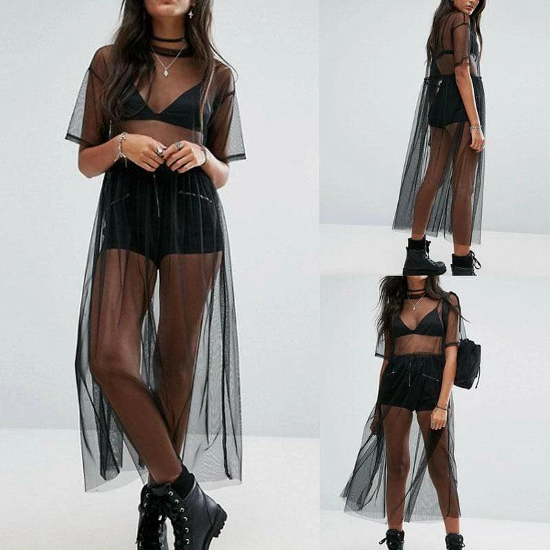 Kinky Cloth Goth Sheer Mesh Dress 1 Kinky Cloth Goth Sheer Mesh Dress