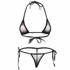 Kinky Cloth Sheer See Through Mesh Bikini Set Lingerie & Panties