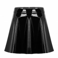 Kinky Cloth Skirts Shinny Metallic Mini Skater Skirt