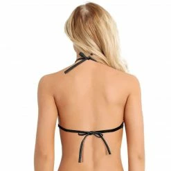 Kinky Cloth Shiny Metallic Halter Crop Top