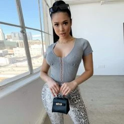 Kinky Cloth Short Sleeve Knit Bodysuit