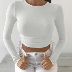 Kinky Cloth Side Drawstring Ruched Crop Top