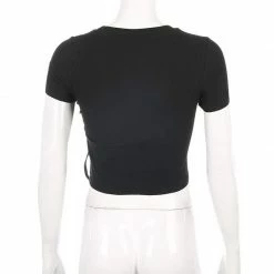 Kinky Cloth Top & Tees Side Split Drawstring Shirt