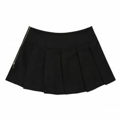 Kinky Cloth Side Zipper Split Pleated Skirt Dresses