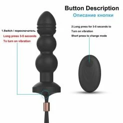 Kinky Cloth Anal Beads Style Vibrator Plug With Wireless Remote Control