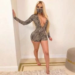 Kinky Cloth Bodycon Jumpsuit Sleepwear Patterns With Mask Lingerie & Panties