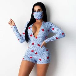 Kinky Cloth Bodycon Jumpsuit Sleepwear Patterns With Mask Lingerie & Panties