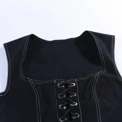 Kinky Cloth Top & Tees Slim Lace-up Denim Tank Crop Top