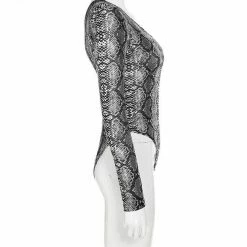 Kinky Cloth Snake Print Off Shoulder Bodysuit