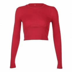 Kinky Cloth Solid Ribbed Crop Top Bodycon T-Shirt