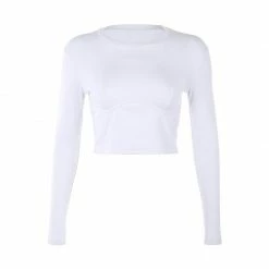 Kinky Cloth Solid Ribbed Crop Top Bodycon T-Shirt
