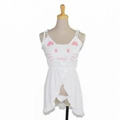 Kinky Cloth Spaghetti Strap Cat Night Dress Kawaii