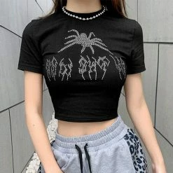 Kinky Cloth Spider Black Crop Top