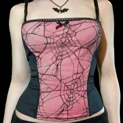 Kinky Cloth Spider Net Cut Out Camis