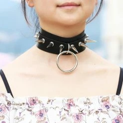 Kinky Cloth BDSM Spiked O Ring Collar