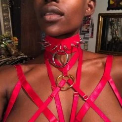 Kinky Cloth BDSM Spiked O Ring Collar