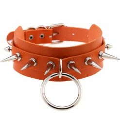 Kinky Cloth BDSM Spiked O Ring Collar
