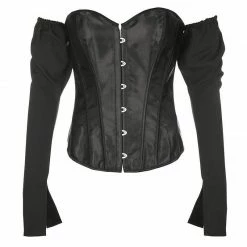 Kinky Cloth Off Shoulder Long Sleeve Corset Top
