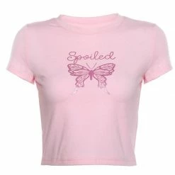 Kinky Cloth Spoiled Butterfly Print Crop Top Top & Tees