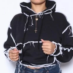 Kinky Cloth Sporty Hooded Patchwork Hoodies Top & Tees