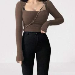 Kinky Cloth Square Neck Solid Bodysuit