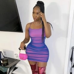 Kinky Cloth Stacked Reflective Chic Mini Dress Dresses