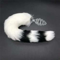 Kinky Cloth Cosplay Triple Striped Black & White Tail Plug